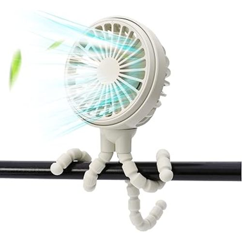 LAT Stroller Fan Flexible Tripod Clip On Fan,Portable Fan Car Seat Baby Fan with Flexible Tripod (White)