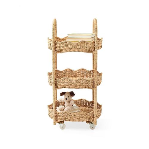 Rattan Wave Rolling Storage Cart | Serena and Lily