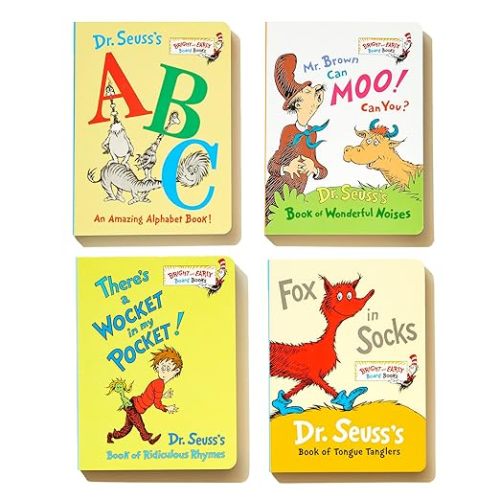 Little Green Boxed Set of Bright and Early Board Books: Fox in Socks; Mr. Brown Can Moo! Can You?; There's a Wocket in My Pocket!; Dr. Seuss's ABC (Bright & Early Board Books(TM))
