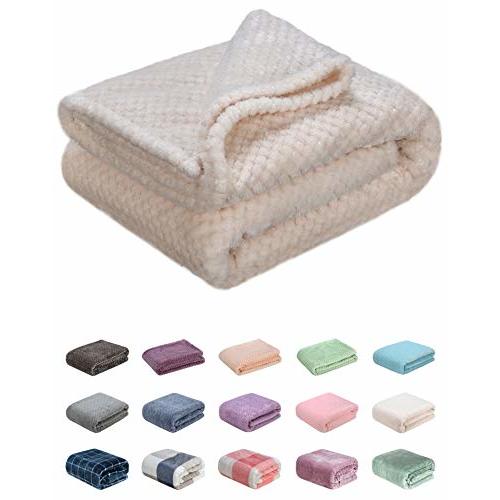 Fuzzy Throw Blanket, Plush Fleece Blankets for Adults, Toddler, Boys and Girls, Warm Soft Blankets and Throws for Bed, Couch, Sofa, Travel and Outdoor, Camping (40Wx60L, M-Cream)
