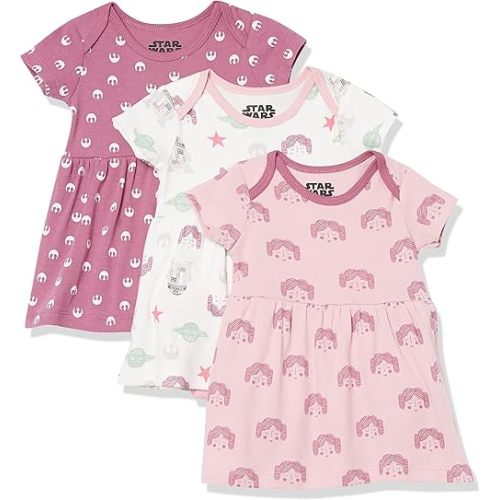 Amazon Essentials Disney | Marvel | Star Wars | Princess Babies, Toddlers, and Girls' Dresses, Pack of 3