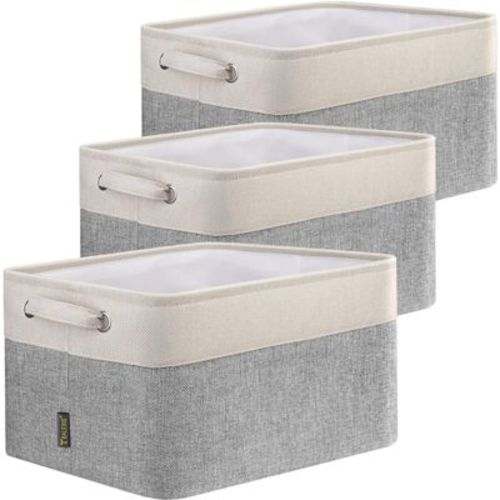 Homlux™- 3pc Collapsible Fabric Storage Bin Cloth Baskets 15"x11"x9.5" With Handles