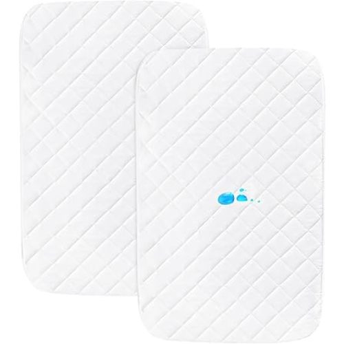 Bassinet Mattress Pad Cover Fit for Baby Delight/Mika Micky/Dream On Me Lotus/ANGELBLISS/KoolerThings (3 in 1) Bedside Sleeper, Waterproof Bassinet Mattress Protector Quilted Bassinet Sheets 2 Pack