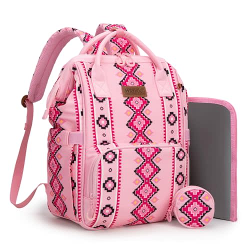 Montana West Wrangler Diaper Bag Backpack Aztec Callie Bag Travel Backpack Purses Western Multi-Function Baby Bags for Mom