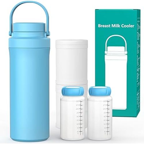 Xaproo 22oz Breast Milk Cooler Bottle, 360° Cooling Technology for 24 Hours, Larger Capacity Travel Breastmilk Chiller with 2pcs Baby Bottles, Portable Milk Cooler for Breastmilk, BPA-Free