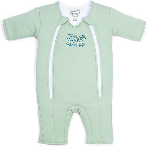 Baby Merlin's Magic Sleepsuit - Cotton Baby Swaddle Transition Product - Soft and Breathable Design, Double Zipper for Easy Diaper Changes, Promotes Safe Sleep - Sage Green - Large 18-21lbs