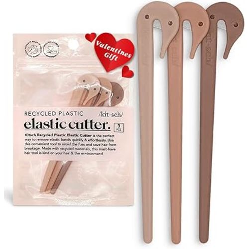 Kitsch Hair Tie Cutter - Easy To Use, Pain Free, No Hair Damage | Ponytail Cutter Tool for Kids & Toddlers | Elastic Ties Remover, 3pc Multicolor - Valentines Day Gifts