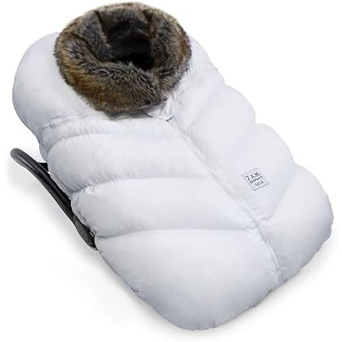 7AM Infant Car Seat Cover - Winter Puffy Cover with Center Zipper for Baby Boys & Girls, Lightweight, Windproof & Water-Repllent Outer Shell, Universal Fit for Infant Car Seat | (0-12M)