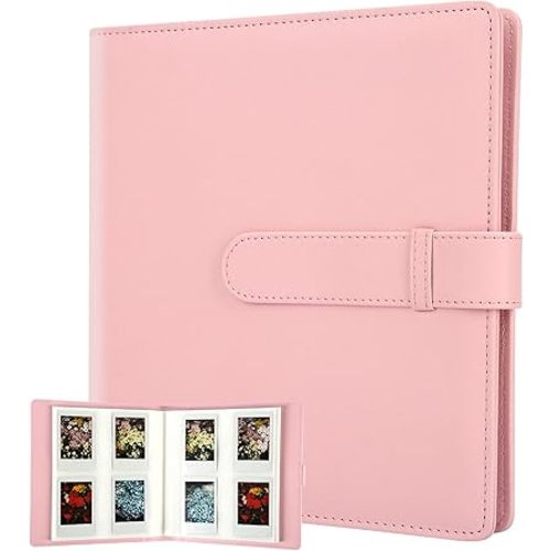 256 Pockets Photo Album for Fujifilm Instax Mini Camera,Leather Cover, Photo Album for Instax Mini 12 11 9 40 90 8 7 Evo LiPlay Instant Camera, 2x3 Photo Album (Pink)