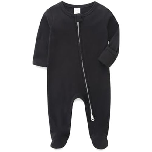 Unisex Baby Boy and Girl Zipper Onesie Solid Toddler Footie One-Piece Infant Romper Jumpsuit