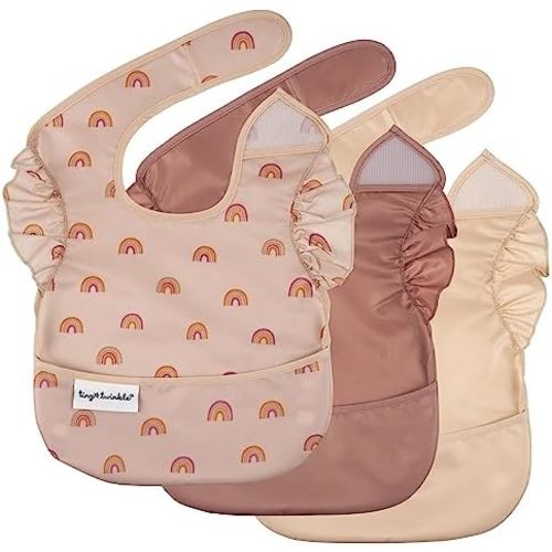 Amazon.com: Tiny Twinkle Mess-Proof Baby Bib - Waterproof Bib for Baby Girl - Machine Washable - Adjustable Closure - PVC, BPA, & Phthalate Free - Great for Travel - Baby Food Bibs (3 Pack,Boho Rainbow Girl) : Baby