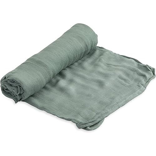 Little Unicorn – Sage Deluxe Swaddle | Single | 100% Rayon Muslin from Bamboo | Super Soft | Newborns and Infants | Large 47” x 47” | Machine Washable