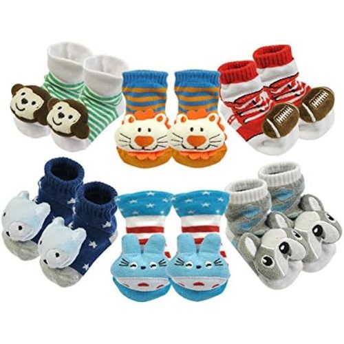 Bowbear Adorable Baby 6 Pair Non-Skid Bootie Socks