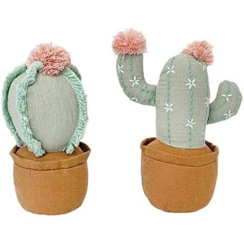 MON AMI Cactus Pot Shelf Sitter Plush Toy – 8”, 2 Pcs Assorted, Stuffed Potted Plants, Home Decoration, Succulent Plushies