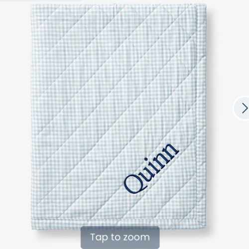 Ditsy Gingham Classic Cool Organic Cotton Percale Quilted Reversible Sherpa Stroller Blanket