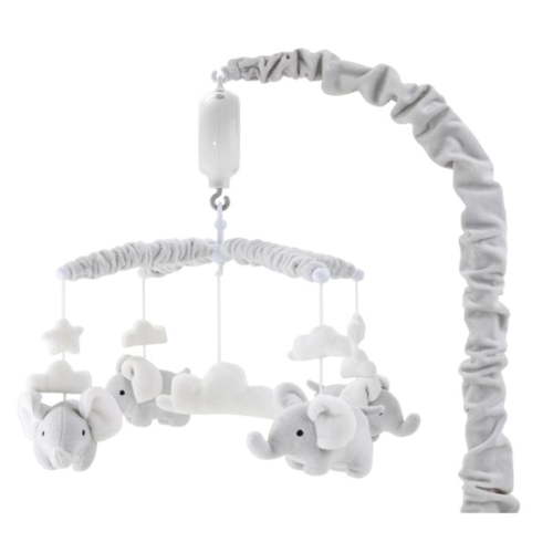 Free Shipping! The Peanutshell Musical Mobile in Grey with Elephants Clouds and Stars for Crib