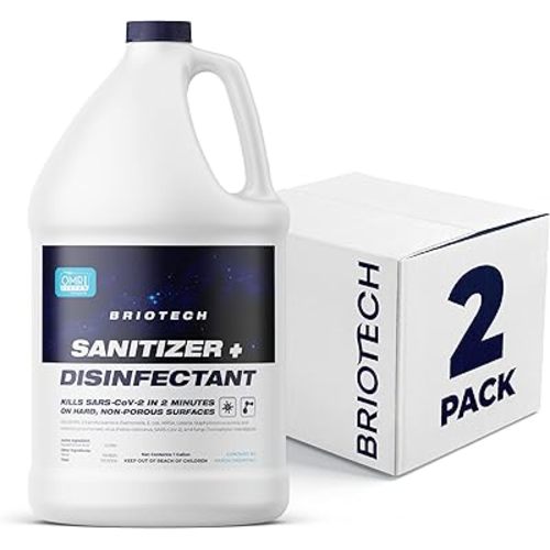 BRIOTECH Sanitizer Disinfectant Hypochlorous Spray, Kills 99.99% of Viruses & Bacteria, Eliminate Odor, Gentle for Nurseries & Play Rooms, Food Contact Surface Sanitizer, 1 Gallon Refill ea, 2 ct