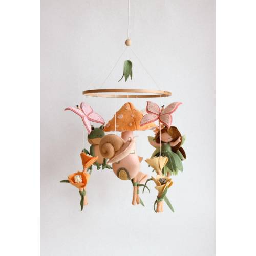 Woodland fairy mobile, fairy garden mobile, mushroom mobile, butterfly mobile girl