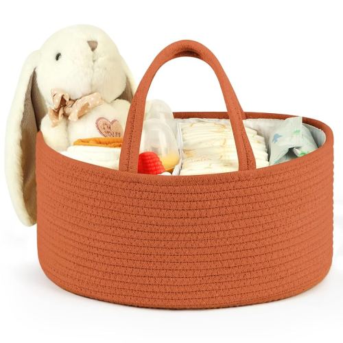 Maliton Baby Diaper Caddy Organizer, Cotton Rope Diaper Caddy for Baby Girl and Baby Boy, Portable Diaper Organizer for Changing Table and Car, Baby Shower Gifts Baby Registry Must Haves - Glaze
