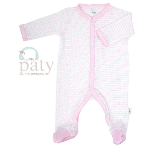 Pinstripe Knit Footie With Pima Trim | Pink