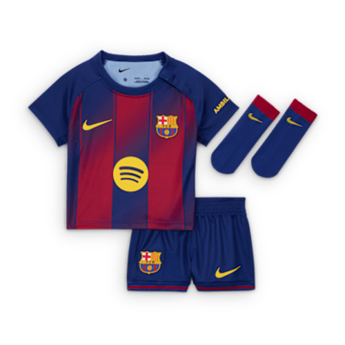 FC Barcelona 2025/26 Stadium Home Baby/Toddler Nike Soccer Replica 3-Piece Kit
