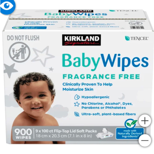 Kirkland Signature Baby Wipes Fragrance Free, 900-count