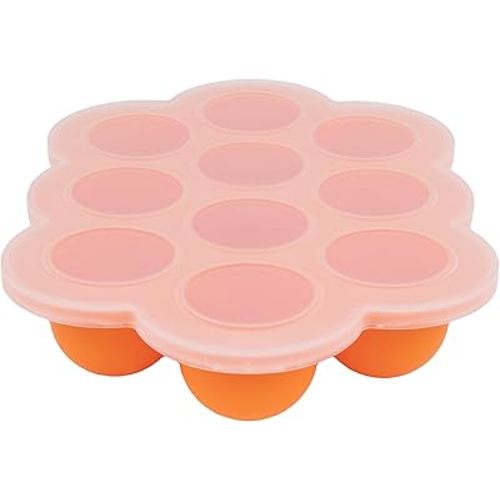 WeeSprout Silicone Freezer Tray with Clip on Lid Perfect Food Storage Container for Homemade Baby Food, Vegetable, Fruit Purees, and Breast Milk (Bright Orange, Ten 1.5 Ounce Sections)