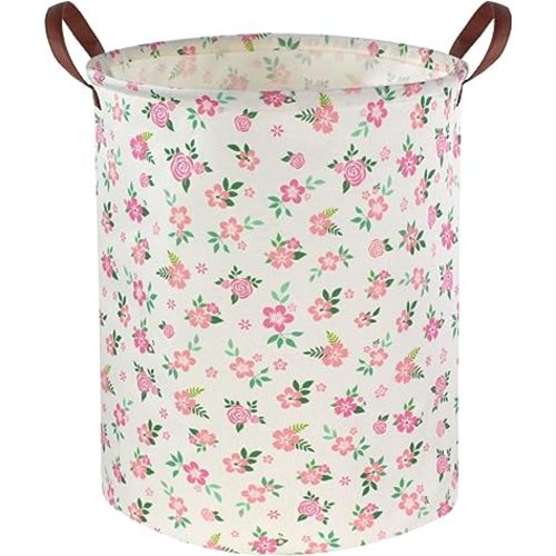 Large Storage Baskets,Girls Hamper,,Nursery Laundry Basket for Storage Bin Toy Bins Gift,Collapsible Baby Clothes Laundry Hamper,Toy Organizer,Home Decor(Flower)