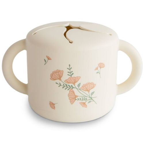 Mushie Silicone Snack Cup - Pink Flowers