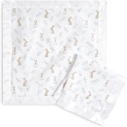 aden + anais Essentials Issie Security Blankets, Super Soft 100% Cotton Muslin, 2 Pack, Blushing Bunnies