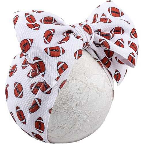 YanJie Baby Girls Headbands Football Sports Printed Bow Wide Headbands Basketball Handmade Hairbands Game Day Sports Hair Accessories Gift for Football Newborn Infant Toddlers Kids