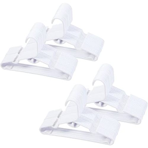Stackable Plastic Baby Hangers, 100 White, Non-Slip Shoulder Grooves, Ideal for Laundry and Nursery, 11.5in x 6.5in