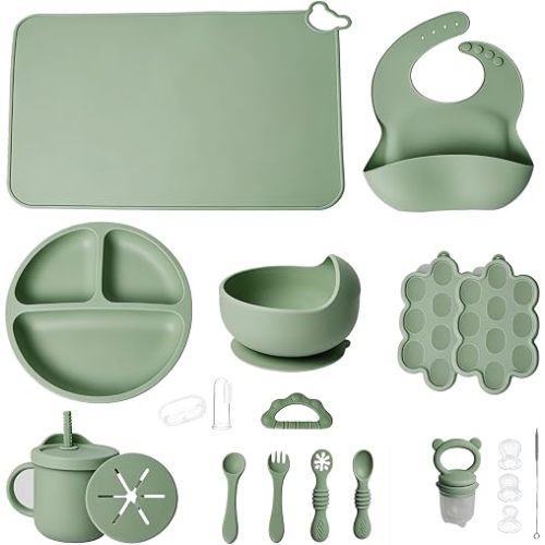 19 Pcs Silicone Baby Feeding Set Eating Essentials for Newborn