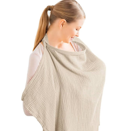 Konssy Muslin Nursing Cover for Baby Breastfeeding, Breathable 100% Cotton Breastfeeding Cover with Rigid Hoop for Mother Nursing Apron, Multi-use Carseat Canopy (Summer Wheat)