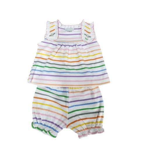 Rainbow Stripe Pima Ruffle Bloomer Set