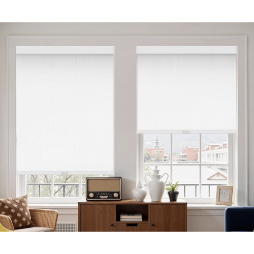 AOSKY Cordless Blackout Roller Shades, 40" W x 72" H, Linen White