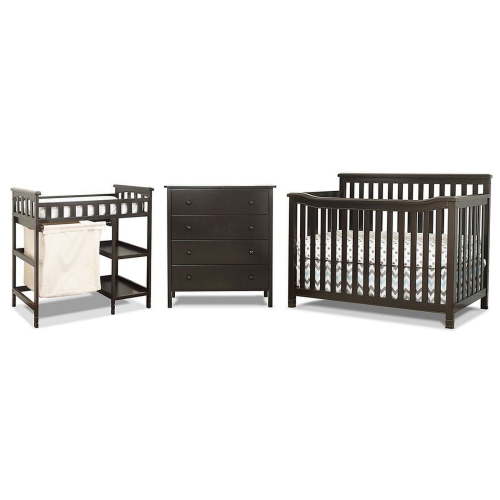 Sorelle Palisades 4-in-1 Convertible Crib, Dresser, and Changing Table Set in Espresso