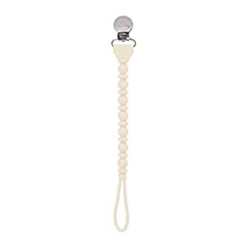 Itzy Ritzy Silicone Pacifier Clip; 100% Silicone Pacifier Strap with Clip Keeps Pacifiers, Teethers & Small Toys in Place; Features One-Piece Design & Silicone Cord, Buttercream : Baby