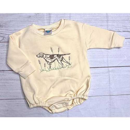 Embroidered hunting dog sweatshirt bubble,pointer dog bubble romper,Baby dog sweatshirt romper,puppy outfit,toddler,cozy French terry bubble
