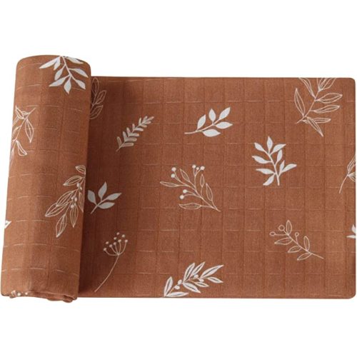LifeTree Muslin Swaddle Blankets for Boys & Girls, Neutral Baby Swaddle Blankets Unisex Newborn Receiving Blanket Swaddle Wrap, 47 x 47 inches, Boho Bronze Leaf - 8.tan Leaf