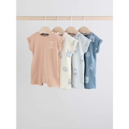 Blue 100% Cotton Rompers 4 Pack