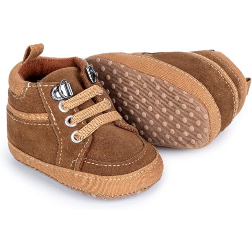 Meckior Toddler Baby Boys Girls High Tops Ankle Sneakers Soft Anti-Slip Sole PU Leather Moccasins Infant Newborn Prewalker First Walking Crib Shoes