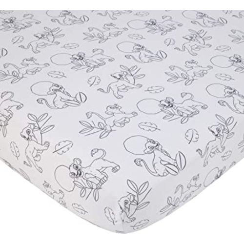 Disney Lion King Leader of The Pack Black & White Super Soft Fitted Crib Sheet, Black, White