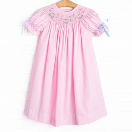 Egg-stra Special Sunday Smocked Bishop Dress, Pink – Stitchy Fish