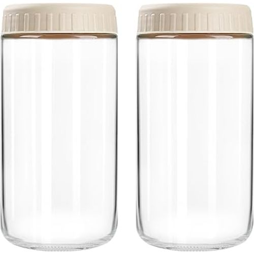 Overnight Oats Containers with Lids, 24oz Glass Jars with Lids 2 pcs, Apricot, Wide Mouth Mason jars for Salad, Yogurt, Snacks, Meal Prep