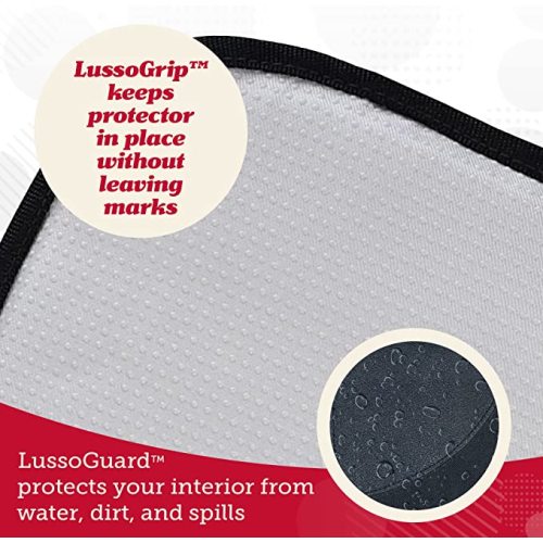 Lusso Gear Car Seat Protector for Baby Car Seat - Thick Padding, 2 Mesh Storage Pockets, Waterproof, Protects Fabric or Leather Seats, Non-Slip Padded Backing (Black) - 1-Pack Black