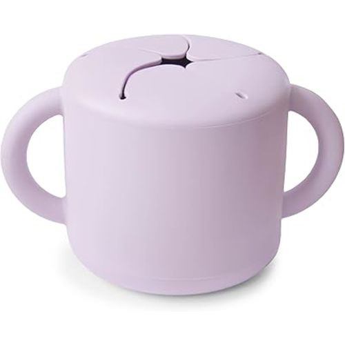 mushie Silicone Snack Cup | Spill Proof Food Container for Toddler and Baby (Soft Lilac)