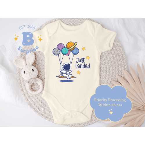 Just Landed Onesie® | Astronaut Baby Bodysuit | Space Baby Outfit | Cute New Arrival Onesie® | Celestial Theme Infant Clothes