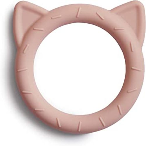 mushie Silicone Baby Teether Toy | Cat (Blush)