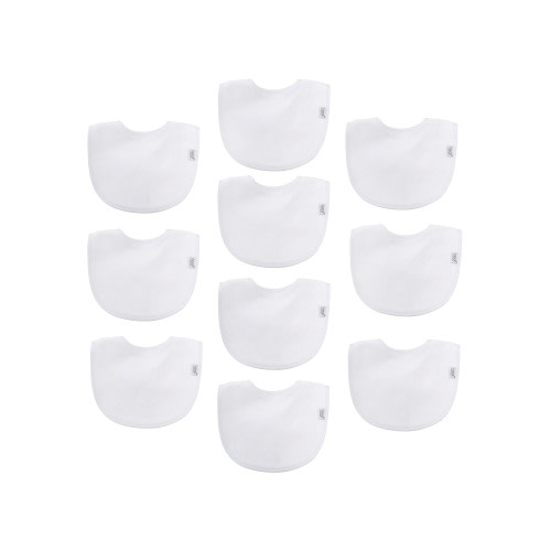 Neat Solutions 10 Pack Unisex White Solid Infant Bib